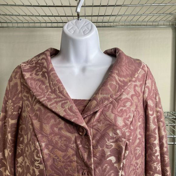 Hanky Panky Women's Dusty Rose Stretchy‎ Romantic Floral Brocade Jacket Size M - Picture 9 of 16